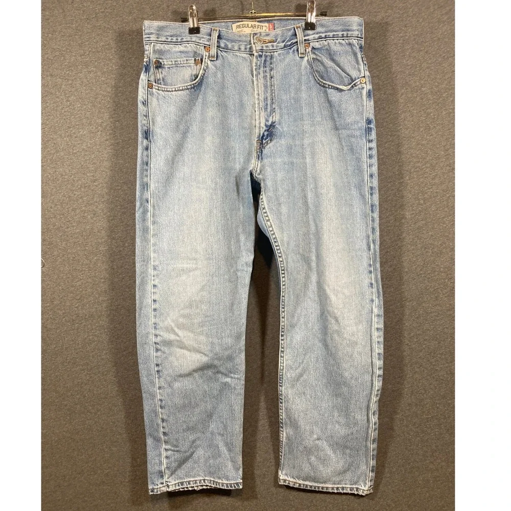 Levis 505 Regular Fit Jeans Mens 36x30 Light Wash Blue Straight Leg Denim 0721